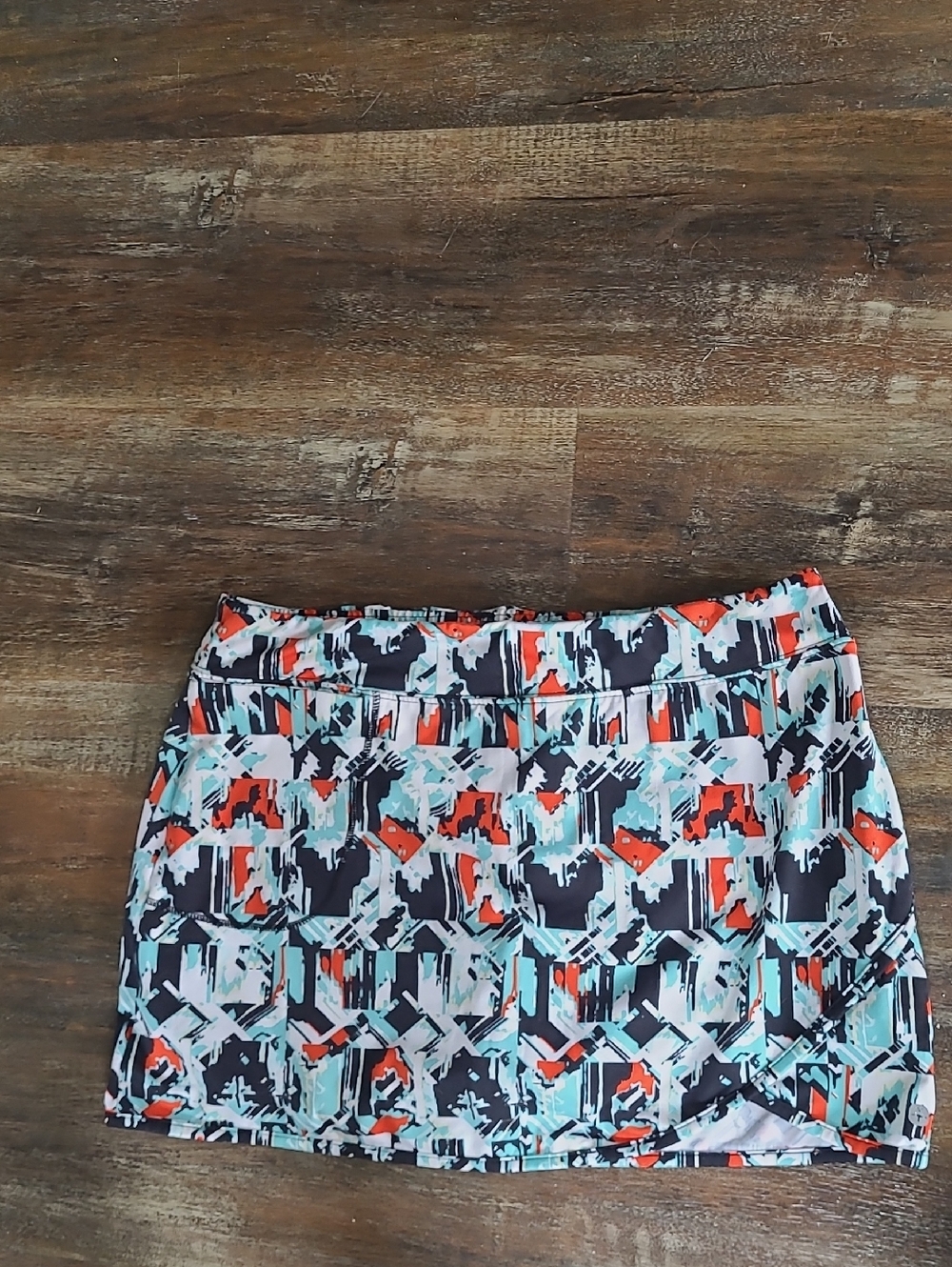 Soybu Abstract Print Mini Skirt in Black, Teal & Orange